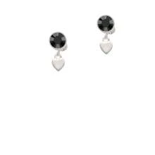 Delight Jewelry Mini Smooth Heart Crystal Clip On Earrings - 黑水晶 - 查看 2