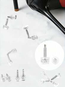 5 Pairs Transparent Stiletto High Heel Replacement Tips, Wear-Resistant & Non-Slip Heel Tips In Thick & Thin Designs - Transparent - View 7
