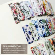 75pcs Spanish Bible Tags,Flower Theme, Spanish Laminated Bible Tags, Bible Tags, Spanish Bible Index Tags, Spanish Bible Book Tags, Spanish Book Tags Back To School