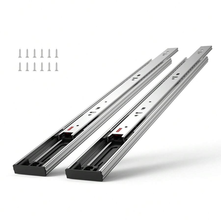 6 Pairs Of 16 Inch Drawer Slides Side Mount Rails  Heavy Duty Full Extension Steel Track  Soft-Close Noiseless Guide Glides Cabinet Kitchen Runners With Ball Bearing  100 Lbs Load Capacity - 銀色 - 查看 1