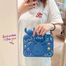 1pc Officially Licensed Stitch Silicone Case Compatible With Ipad Air 4/Air 5, IPad Mini 6, IPad Pro (10.5in): Adorable Shockproof Case With Pen Holder - Soft TPU Back Cover, Universal Fit, Foldable Stand & Pen Holder - Multicolor - View 4