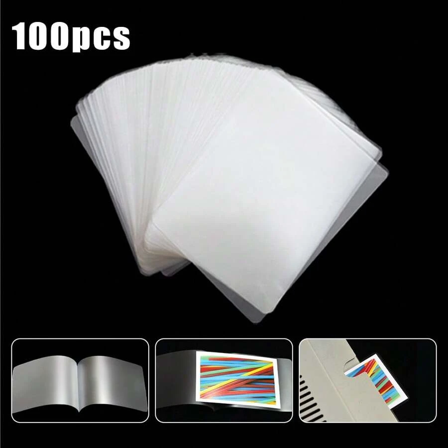 100pcs/Set Photo Plastic Film 3inch-12inch Clear Thermal Laminating Pouches Laminating Sheets For Laminator For DIY, Classroom Crafts - White - View 1