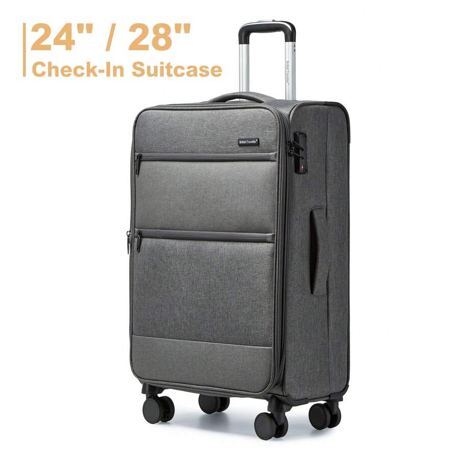 24 Inch 28 Inch Lightweight Expandable Check-In Suitcase With TSA Lock And 4 Spinner Wheels Unisex Travel Luggage For Business And Personal Trips - Grey - View 1