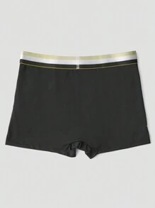 Men's Black Letter Print Pattern Elastic Waist Briefs, Fashionable & Comfortable Everyday Underwear - Black - View 5