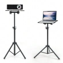 1 Piece Tripod Projector Stand, Laptop Projector Tripod Stand W/ Adjustable Height & Tiltable Tray, Multifunctional DJ Rack Stand Perfect For Office, Home, Stage Or Studio Use, Black - Black - View 1