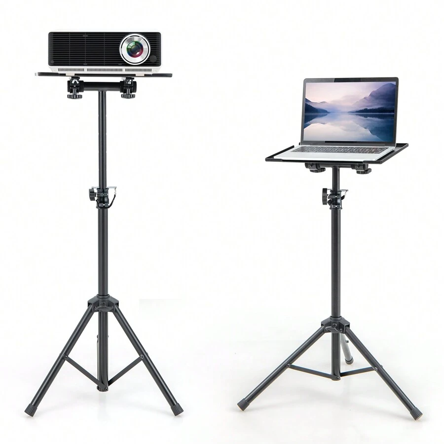 1 Piece Tripod Projector Stand, Laptop Projector Tripod Stand W/ Adjustable Height & Tiltable Tray, Multifunctional DJ Rack Stand Perfect For Office, Home, Stage Or Studio Use, Black - Black - View 1