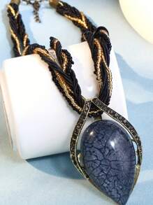 1 pieza Collar de piedra ojo de gato vintage de estilo bohemio para suéter