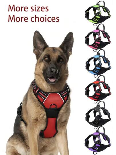 High Visibility Dog Harness - Durable, Adjustable, Comfortable, Non-Choking Design - Ideal For Outdoor Adventures, Available In Multiple Sizes - Suitable For Small, Medium And Large Pet Dogs (If Unsure Between 2 Sizes, Opt For The Larger Size As It Can Be Adjusted)