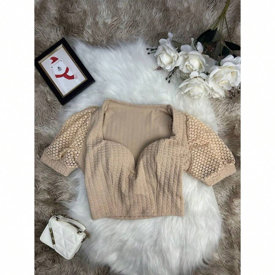 Women Tops - 米色 - 查看 1