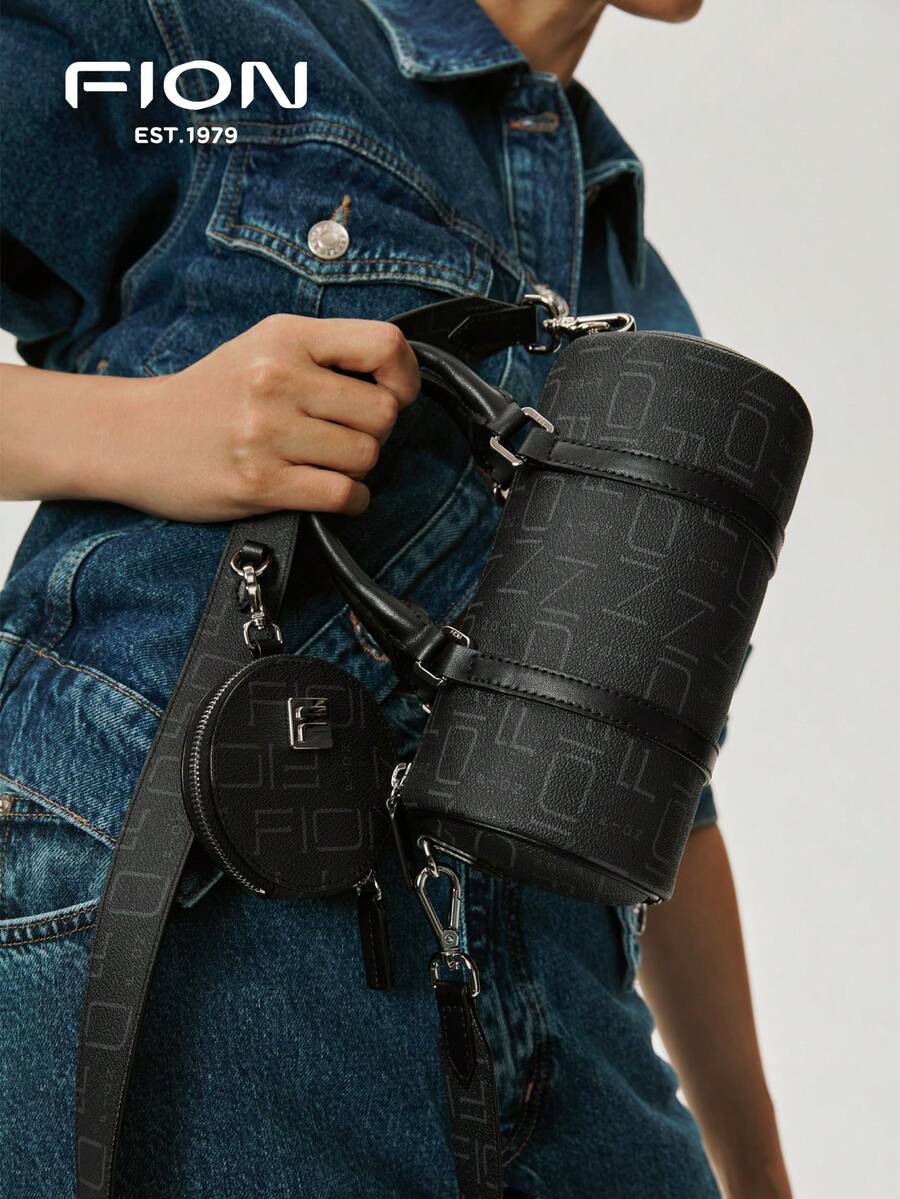 FION 2pcs Crossbody Shoulder Bag And Small Coin Purse Set Top Handle Handbag Satchel Purse Casual Compact Bag,Zip Closure,Dark Blu