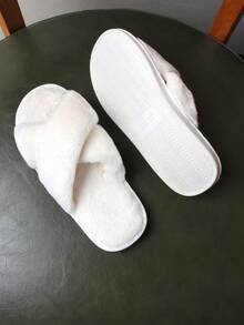 Pantuflas cruzadas esponjosas, pantuflas de mujer de estilo coreano con suela gruesa y antideslizante, adecuadas para primavera y otoño - Blanco - Ver 6