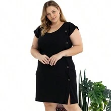 Plus Size Dresses - 黑色 - 查看 4