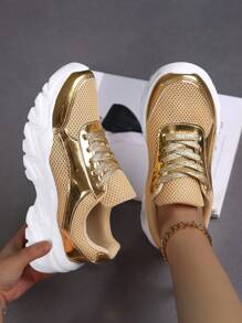 2024 Summer Women's Mesh Shoes - Fashionable, Versatile, Shiny Finish, Lightweight, Comfortable, Breathable, Thin Sole Sneakers
