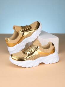 2024 Summer Women's Mesh Shoes - Fashionable, Versatile, Shiny Finish, Lightweight, Comfortable, Breathable, Thin Sole Sneakers