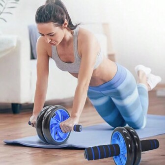 14 Inch Two-Wheeled Blue Abdominal Wheel Gym Accessories, Sport, Gym, Home Exercise, Abdominal Wheel, Abdominal Roller