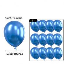 50pcs 5 Inch Chrome Blue Metallic Helium Balloon For Birthday Wedding Party Decorations, - Blue - View 7