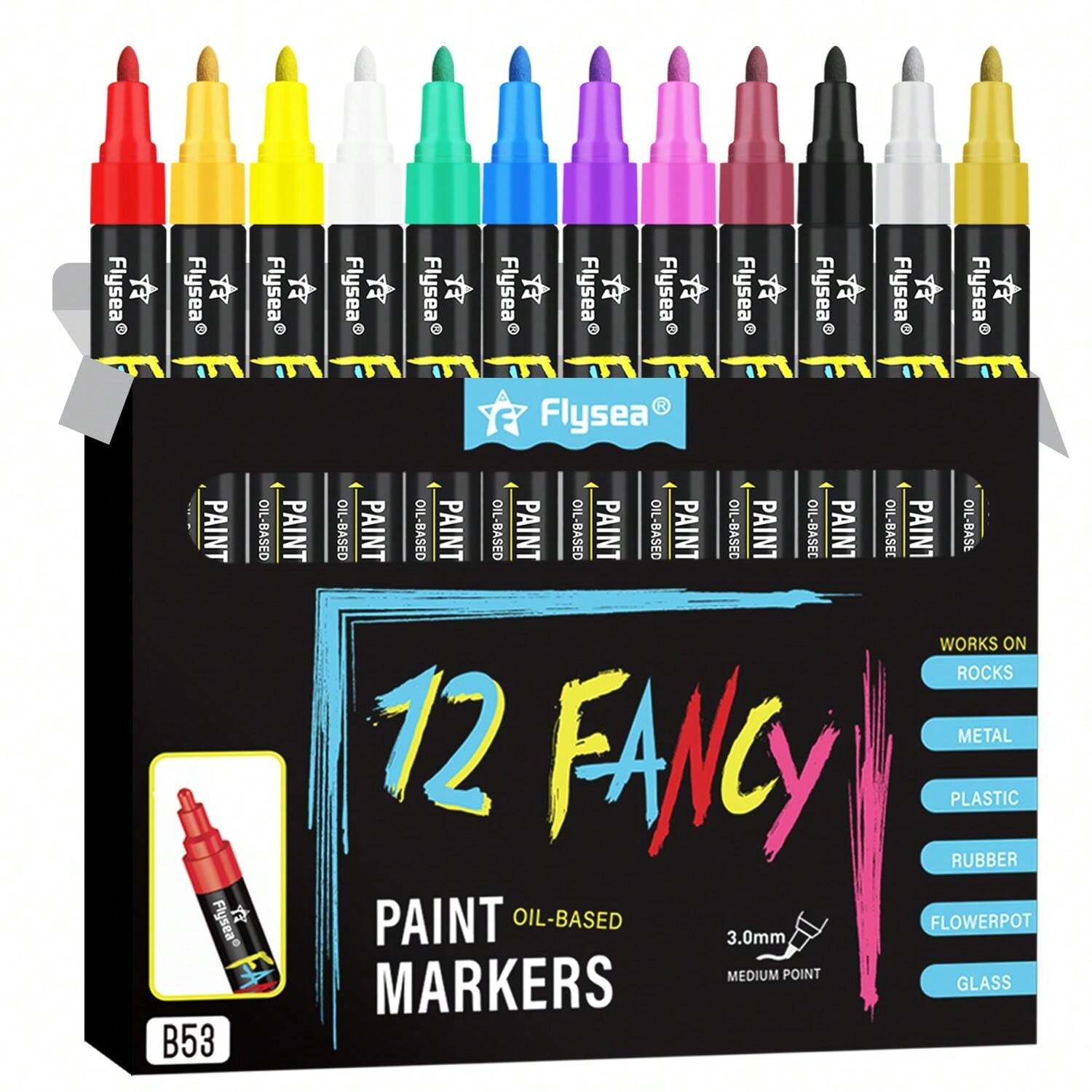 30 Acryl-Marker Set - Permanent, Mittlere Spitze Für Stein, Glas, Stoff