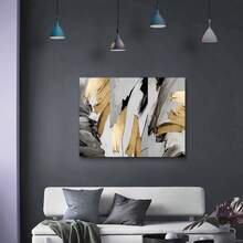 Framed Canvas Wall Art Decor Abstract Style Painting, Gold And Silver Color Painting Decoration For Office Living Room, Bedroom Decor-Ready To Hang - 彩色 - 查看 6