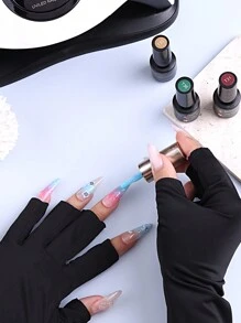 1 双防紫外线美甲手套，黑色、白色、粉色美甲专业防护手套，居家户外弹力露指手套美甲沙龙辅助工具、美甲用品、美甲工具、美甲工具、返校、指甲、按压指甲的美甲工具