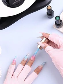 1 双防紫外线美甲手套，黑色、白色、粉色美甲专业防护手套，居家户外弹力露指手套美甲沙龙辅助工具、美甲用品、美甲工具、美甲工具、返校、指甲、按压指甲的美甲工具