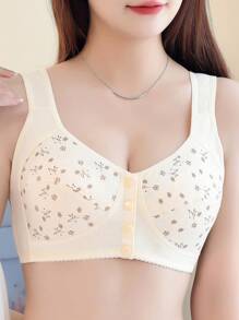 2 peças/Conjunto Sutiã frontal confortável e amigável à pele para mulheres de meia-idade e idosas, sutiã sem arame, respirável, lingerie