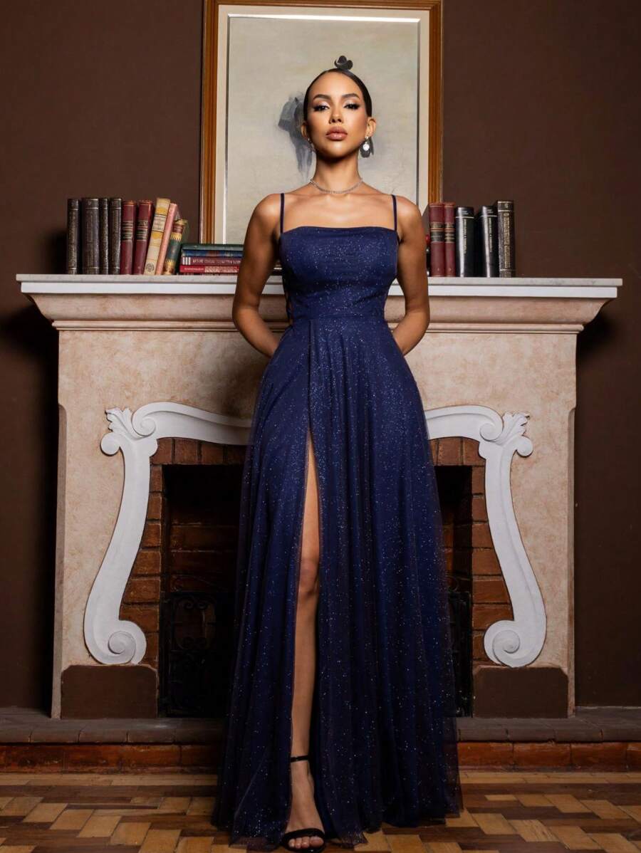 Women Long Dresses - Navy Blue - View 1