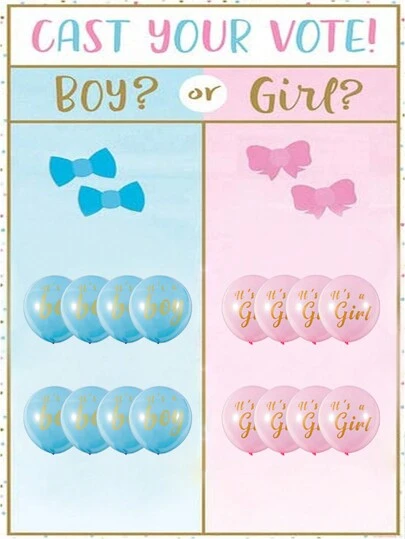 性别揭示气球 男孩或女孩乳胶气球 12 英寸粉色蓝色派对气球 用于性别揭示婴儿派对主题装饰 婴儿派对家庭装饰礼物