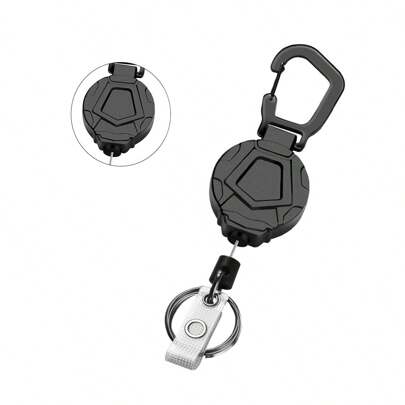 1pc Retractable Heavy Duty Keychain With Badge Reel, Laser Gray ID Card Holder Carabiner, Coated Steel Wire Easy Release Hook, Outdoor Camping Fishing Backpack Keyring,School Supplies,Back To School