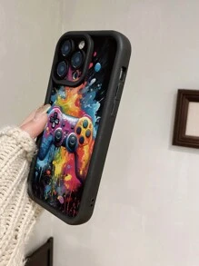 1 件活力游戏手柄图案保护手机壳，带摄像头孔设计，适用于 Apple 11 Pro Max/12 Pro Max/13 Pro Max/14 Pro Max/15 Pro Max/16 Plus/16 Pro Max、Redmi、OPPO/Realme、VIVO、Infinix、Honor、MOTO、One Plus - 黑色 - 查看 2