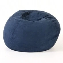 5-Foot Comfortable High-Density Shredded Foam Bean Bag Chair For Kids And Adults, With Removable Microsuede Cover, Ideal Reading And Bedroom Floor Lounge, Midnight Blue - Blue Solid+Microfiber - View 2