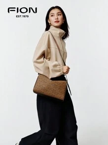 FION Crossbody Bag For Women Leather Shoulder Bag Handbag Purse With Two Color As Front,Zip Closure,FAAFIFS303 - Brown - View 2