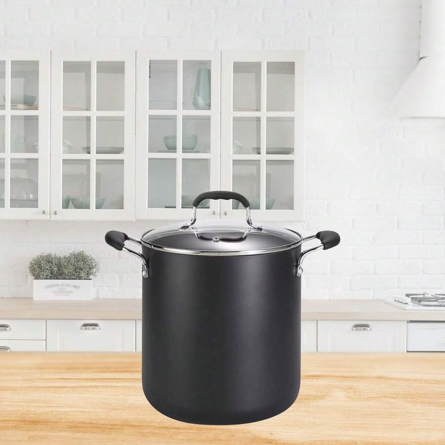 12qt Stock Pot With Lid, Simply Cook Nonstick Cookware (Black) | SHEIN USA