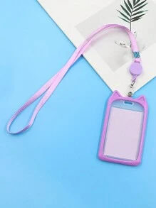 1 件可爱简约风格创意猫咪学生校园卡套便携式工作证件保护套带挂绳校园学生卡套装男女通用上学或工作用 - 彩色 - 查看 14