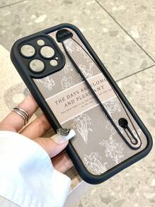 Minimalist Leather-Coated Retro Floral Perforated Anti-Drop Phone Case Compatible With Apple - Multicolor - View 3