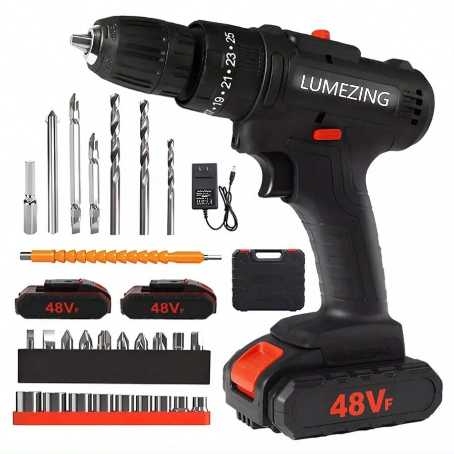 Taladro Inalambrico Con 2 Batería De Litio 2x48v Negro - Tipo de Enchufe A USA (110-127V) - Ver 1