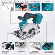 Máy cưa đĩa không chổi than dùng pin Hormy 18V kèm 1 pin (125mm) - Máy cưa đĩa cầm tay cầm tay để chế biến gỗ, Độ sâu cắt 45mm, Cắt vát 45°, Thích hợp cho Ngói, Đá, Đồ nội thất DIY, Sân vườn, Nhà & Nhà máy - Màu xanh lam - Xem 5