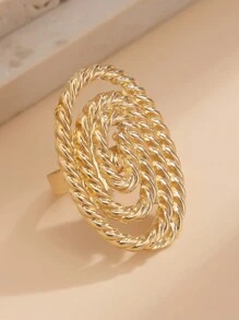 1 pieza Anillo ajustable con espiral de metal multielemental vintage y único, con adorno de perla falsa, joyería adecuada para el uso diario, festivales, fiestas, vacaciones, sesiones de fotos, desfiles de moda, accesorios decorativos y regalos para mujeres