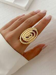 1 pieza Anillo ajustable con espiral de metal multielemental vintage y único, con adorno de perla falsa, joyería adecuada para el uso diario, festivales, fiestas, vacaciones, sesiones de fotos, desfiles de moda, accesorios decorativos y regalos para mujeres