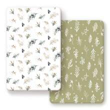 Pack N Play Sheets Fitted 2 Packs, Stretchy Ultra Soft Jersey Knit Pack And Play Sheets, Universal Fitted Portable/Mini Crib Mattresses Snug, Oliver Flora For Boy And Girl Love Valentine