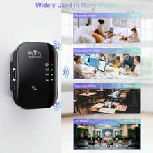 WiFi Range Extender - Boosts Wireless Network Coverage Up To 300Mbps, Long Range Repeater Access Point For Home And Office Use, US Plug - 黑色 - 查看 6