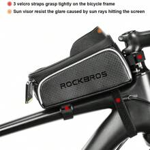 ROCKBROS Fahrrad/Fahrrad Telefon Front Frame Tasche, wasserdicht, Tube Tasche, Radfahren Tasche, Radfahren Geschenke für Männer Kompatible Telefon unter 6.5" - Schwarz - Übersicht 4