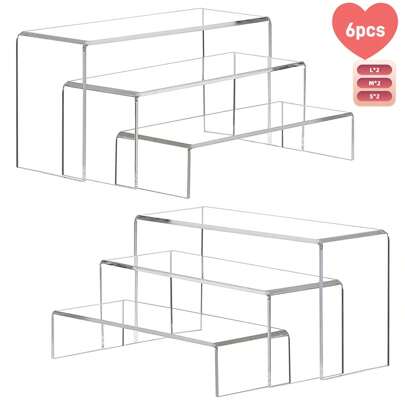 6入組透明亞克力珠寶展示架,適用於鞋子、糖果、手辦模型展示等