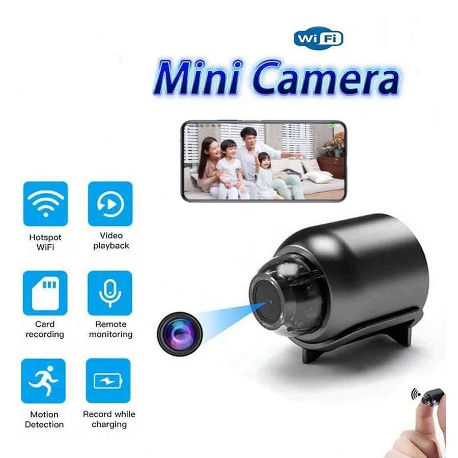 Mini Wifi Camera  Hd Night Vision, Motion Detection, Remote Monitoring, 140° Wide Angle, Micro Diy Setup, Night Vision (Without Visible Light) - Black - View 1