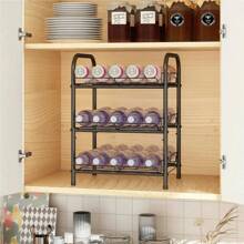Water Bottle Storage Rack,Metal Beverage Can Rack,Large Capacity Bottled Rack Water Bottle Holder Stand For Cabinet,Countertop Kitchen,Party,Black - 2層 - 查看 6