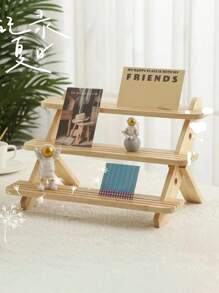 1pc Wooden Stepped Jewelry Display Stand, Creative Accessory Display Rack, Tabletop Organizer Shelf, Multilayer Display Stand