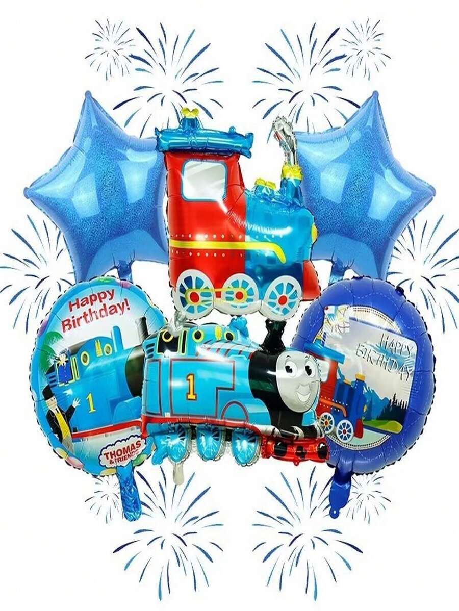 Set 6 Globos Metálico Thomas Tren Amigos Fiesta y Decoración - Multicolor - Ver 1