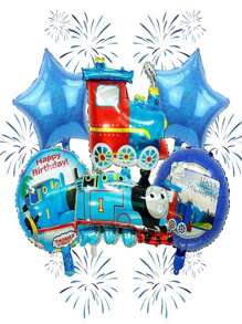 Set 6 Globos Metálico Thomas Tren Amigos Fiesta y Decoración - Multicolor - Ver 2