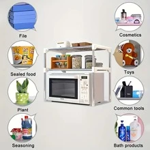 Estante para Microondas Estante para Horno Microondas con Kit de Fijación Decoración de Cocina Moderna Estante de Almacenaje para Cocina - Blanco - Ver 4