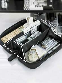 大容量铅笔盒、文具袋、铅笔盒、大号铅笔盒、手提铅笔盒、文具盒、化妆包、化妆包、便携礼品，适合办公室、学校、青少年、女孩、男孩返校季使用，铅笔袋、书包 - 單件 - 查看 7