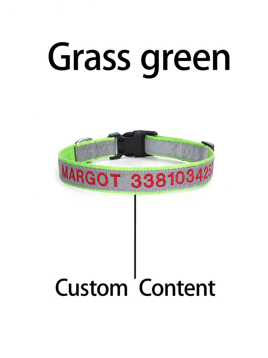 Embroidered Nylon Dog Collar Free Custom Dogs Collar Reflective Pet ID